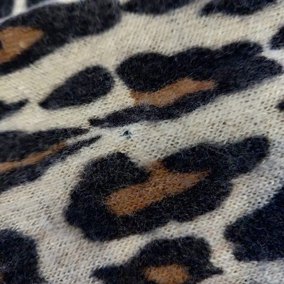Knitwit Girls 8 Animal Print 100% Cashmere Full Zip Pockets Hoodie Jacket Flaws - Picture 8 of 11